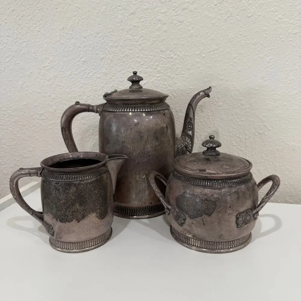 Vintage MFD Reed & Barton Silver Plate Coffee Tea Set 3 Pc Creamer Sugar 3131